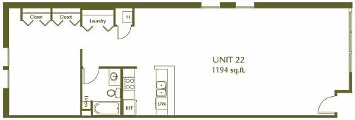 1 Bedroom / 1 Bath / 1194 Sq.Ft. - Eleventh Street Lofts