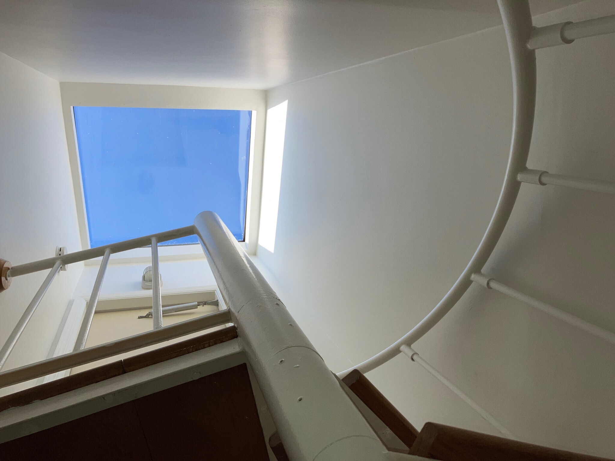 spiral stairsand large skylight looking up - 143 Sussex St