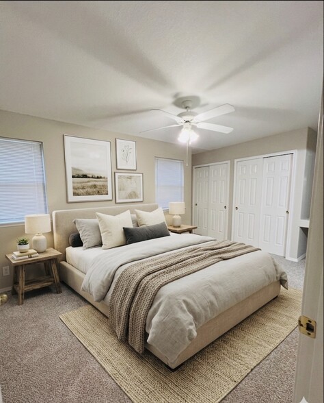 Upstairs primary bedroom, virtually staged to show possible furniture placement - 2563 Malpaso Pt