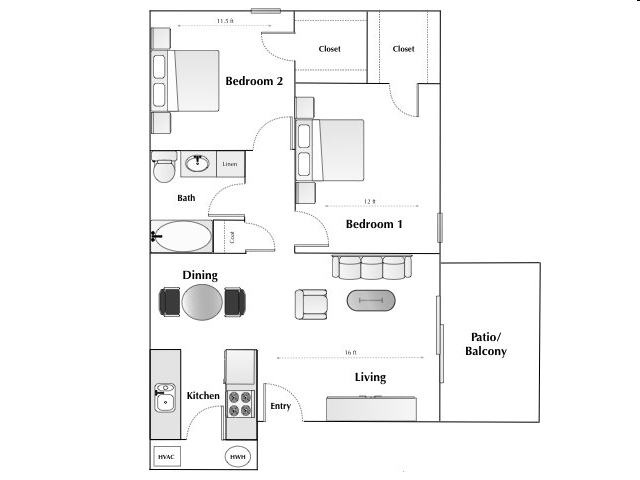 2BR/1BA - Woodmanor Apartments