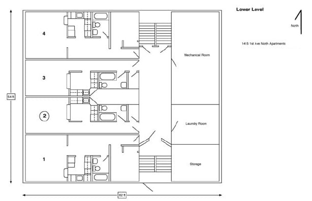 Lower Level Floor Plan - 1415 1st Avenue Apartments