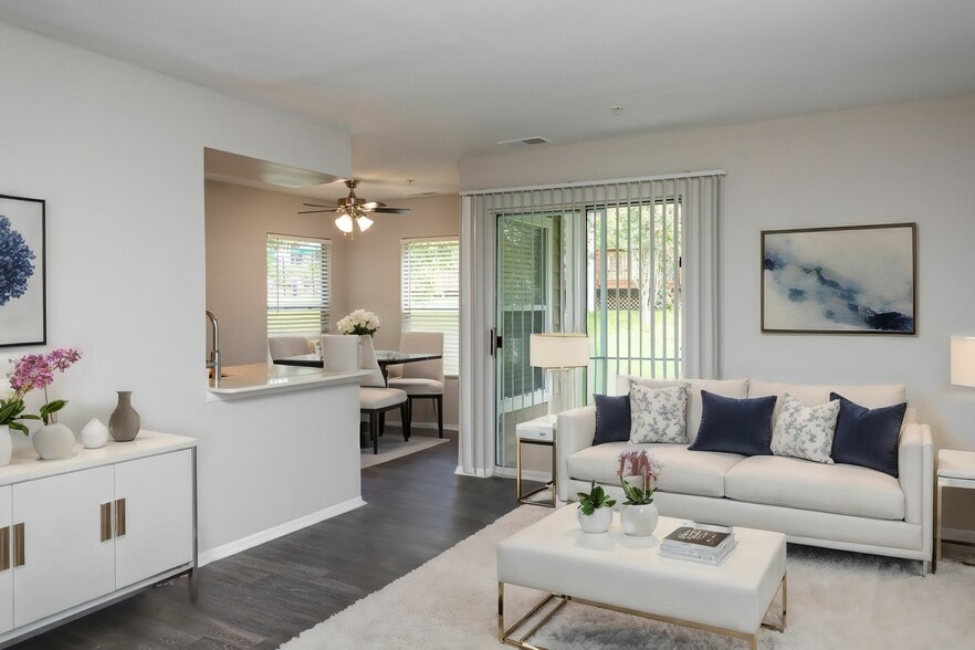 Large open floor plan with wood flooring throughout - Autumn Town Center