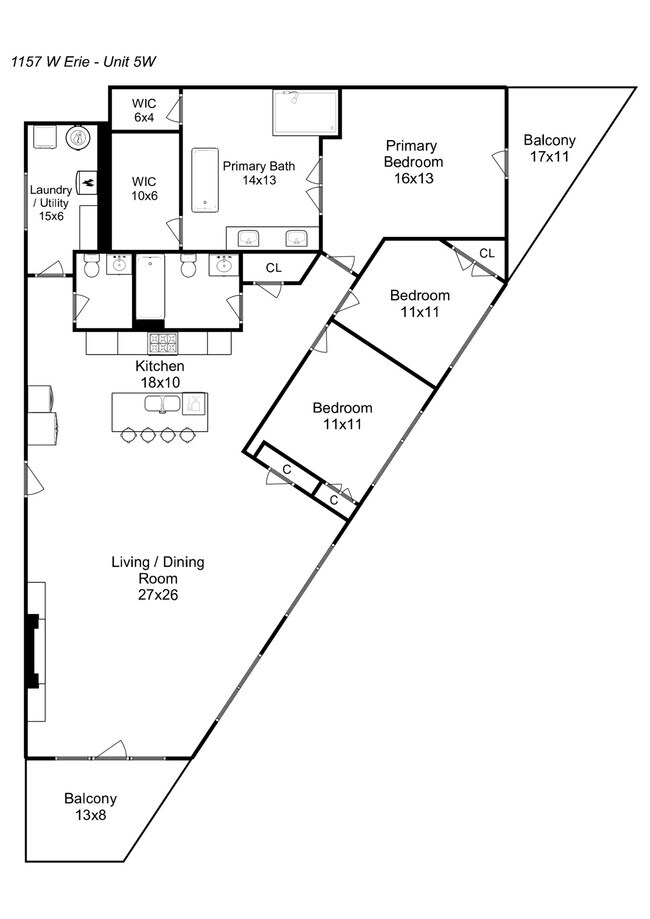 Floor plan - 1157 W Erie St