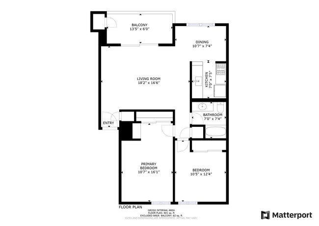 Two-Bed -1-Bath Floor Plan l 900 Sq Ft - Los Altos Apartments
