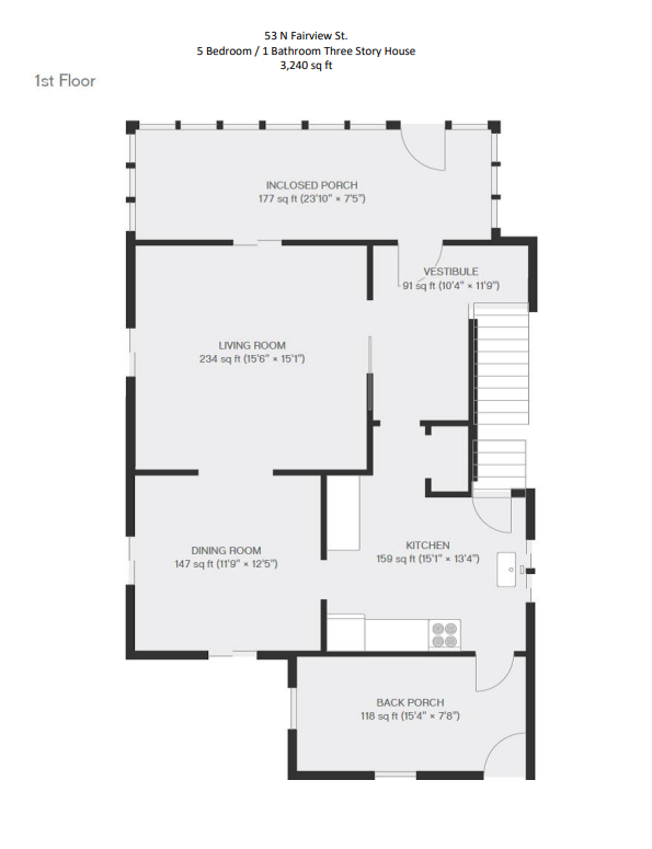 Floorplan 1st Floor - 53 N Fairview St