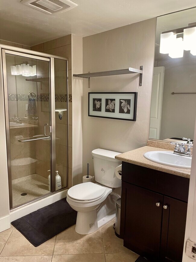 Full guest bathroom with shower. - 500 N St