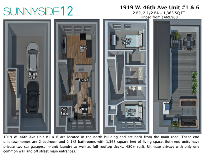 room dimensions (mirrored from actual layout) - 1919 W 46th Ave