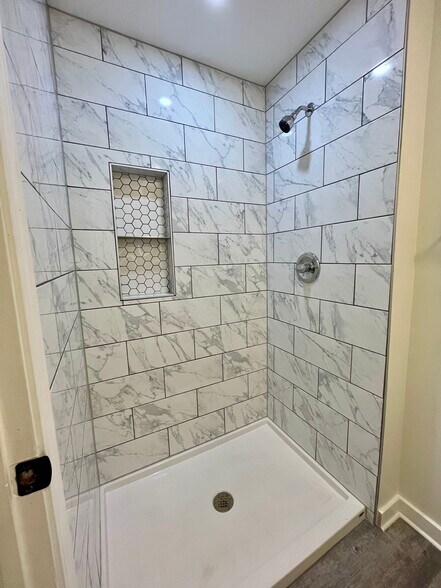 Primary bathroom shower - 3803 Brunswick Dr