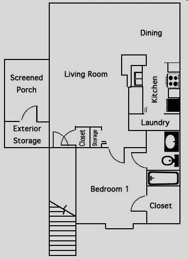 1x1 - 785 Sqft - The Oaks at Lake Jackson