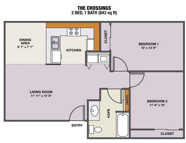 2BR/1BA - The Crossings