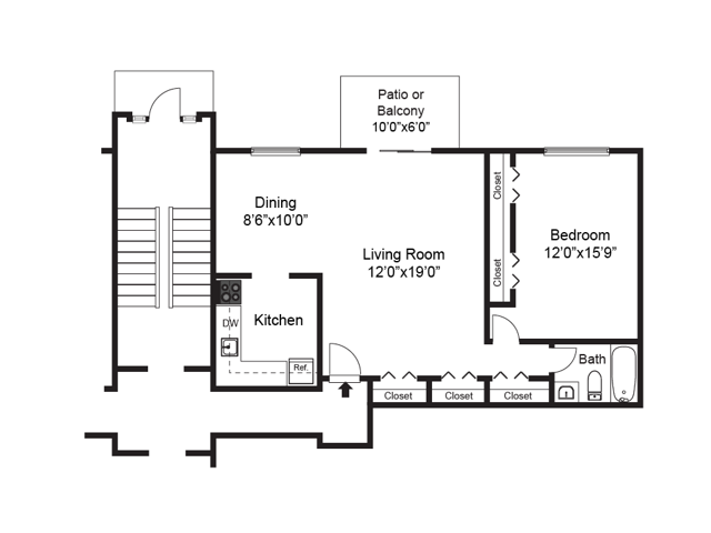 One Bedroom - Oak Forest Apartments