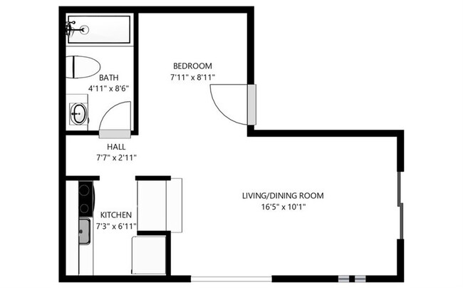 Studio S1 Floor Plan - Nuvo Park Place