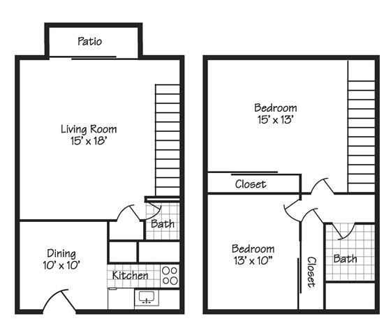 2BD/1.5BA Townhome - Forest Ridge Apartments