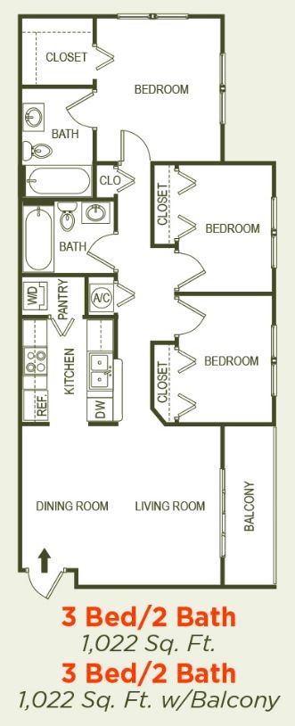 Floorplan - Dixie Court Apartments I, II & III