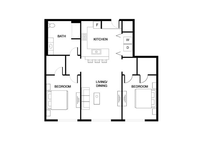 E1 - Two bedroom 1057 sf - Riverside Retreat at Federal City