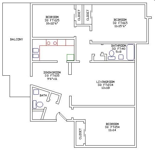 Tower Three Bedroom/ Two Bathroom - University Park