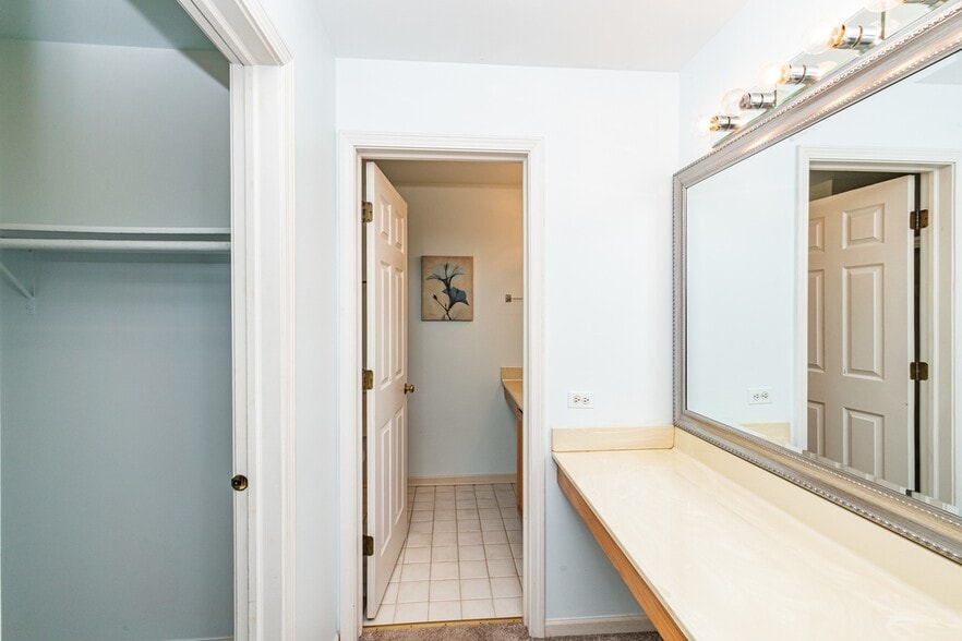 master bath with walk-in closet - 1359 S Old Wilke Rd
