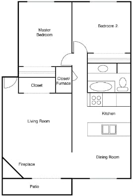 2BR/1BA - Ponderosa Apartments