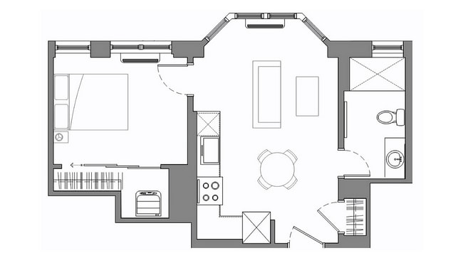 Small One Bedroom with Bay Window - The Abington