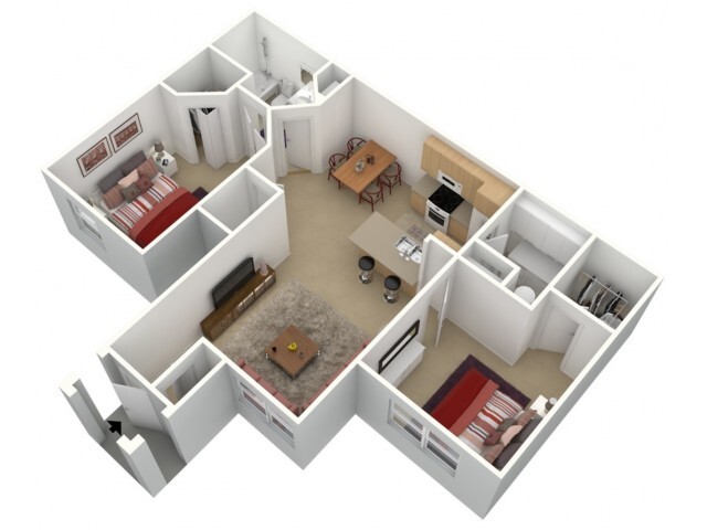 Hibiscus - Two Bedroom, One Bath,1st Floor - Walker Woods