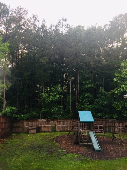 Left back corner of the big backyard. Play structure shown. - 1008 Carpenter Fletcher Rd