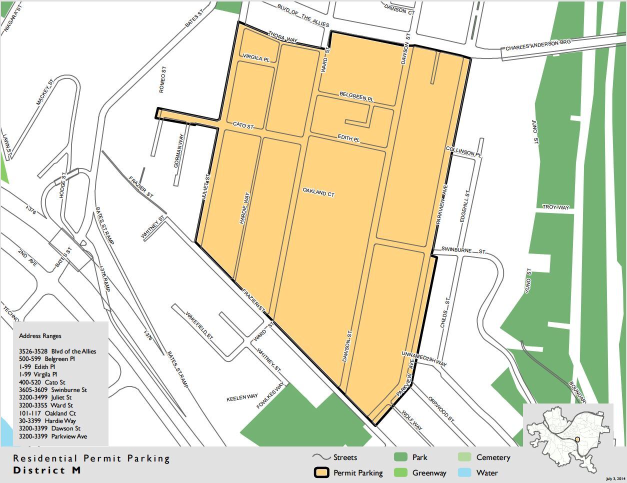 City of Pittsburgh Parking Area M -- tenants with a signed lease may obtain a parking permit via portal.pittsburghparking.com/rppportal/ - 3284 Dawson Street