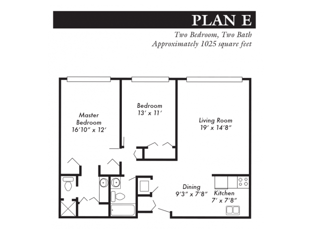 Plan E, 2-bed, 2-bath - Clifton Estates