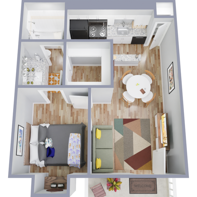 Bend_A1.png - Bend at Oak Forest Apartments
