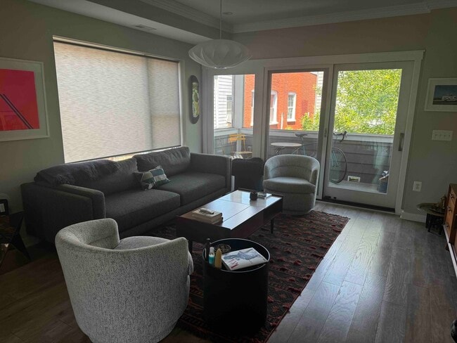Bright corner living room with attached screened in balcony - 765 Girard St NW