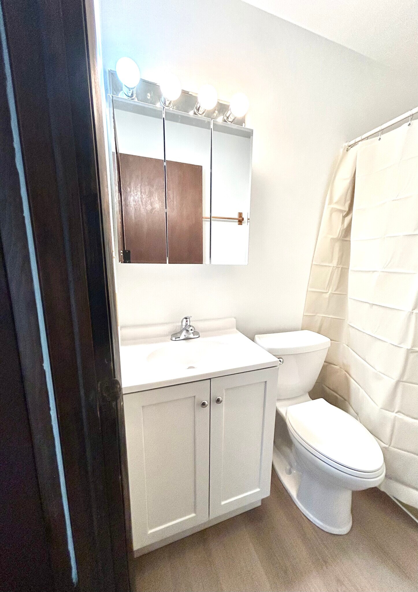 Remodeled Bathroom With Vanity and Lighted Medicine Cabinet - 1905 Austin Ave