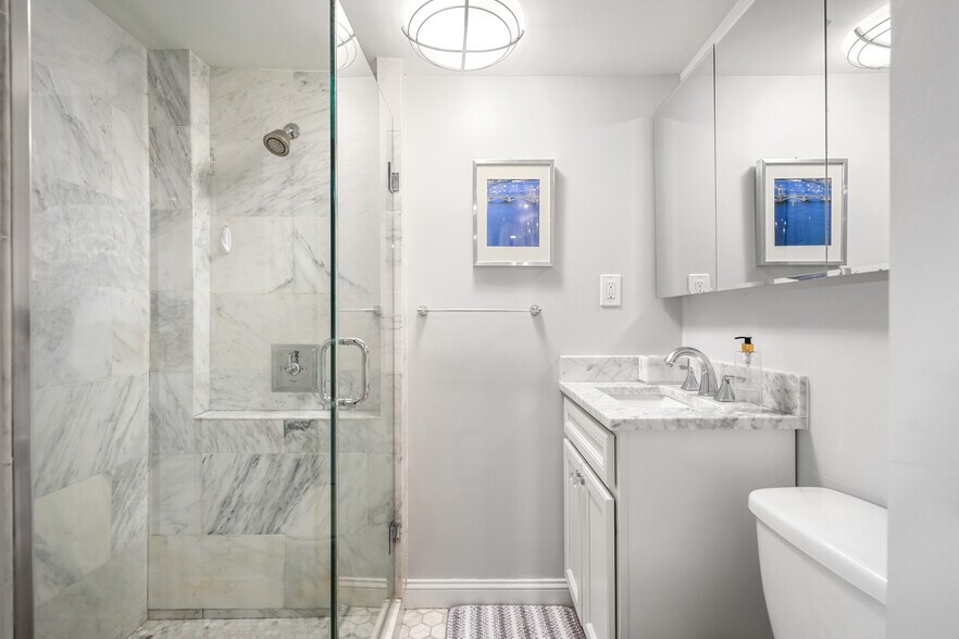Carrara marble bathroom - 290 Commonwealth Ave