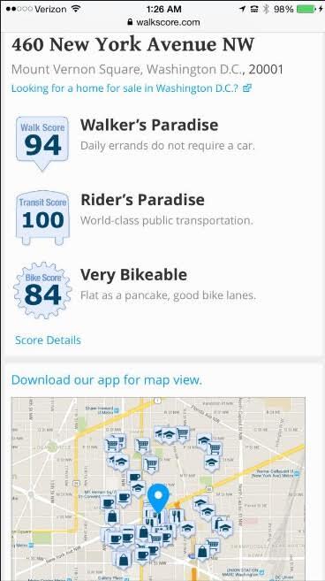Walkscore - 460 New York Ave NW