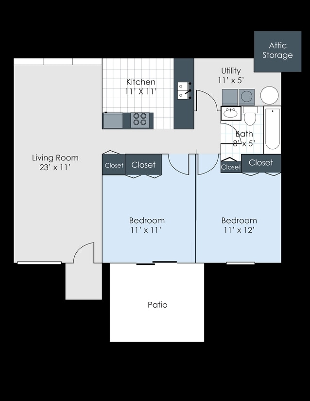 2BR/1BA - The Meadows