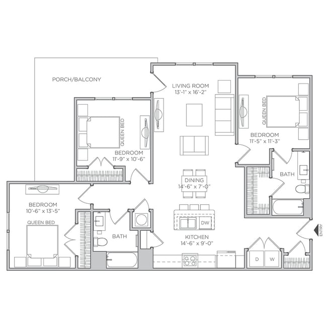 3 Bed 2 Bath A – 1,243 Sq. Ft. - Aldon at Keys Crossing
