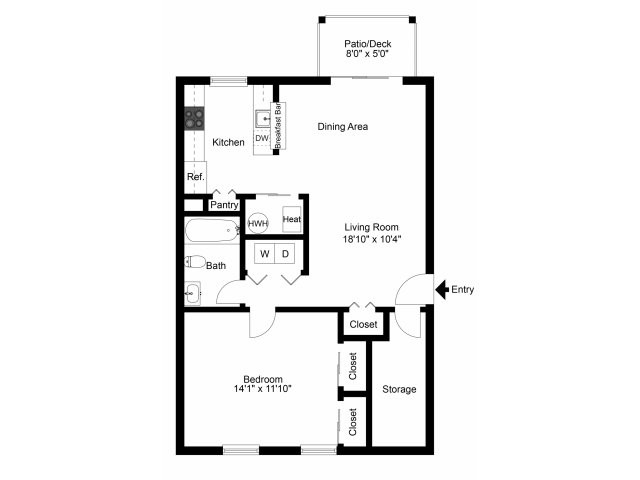 One bedroom floor plan - Willow Ridge Village Apartments