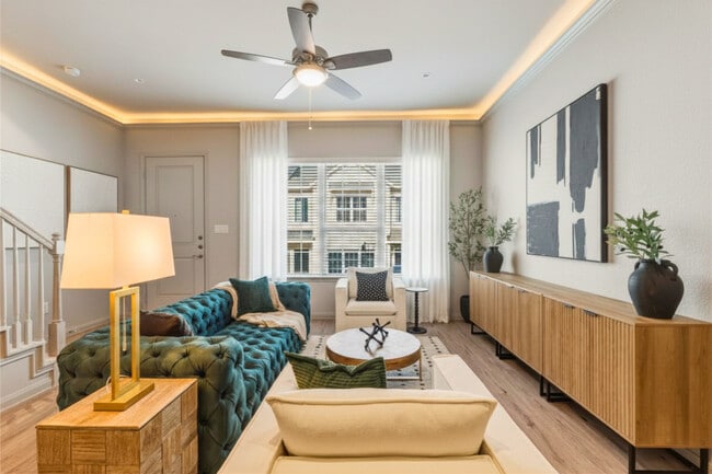 Living Room with Crown Molding - West End Estates