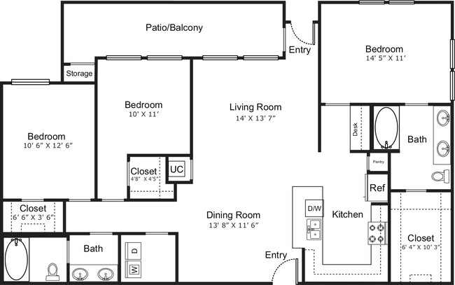 Floorplan - Encore at Home Town Apartments