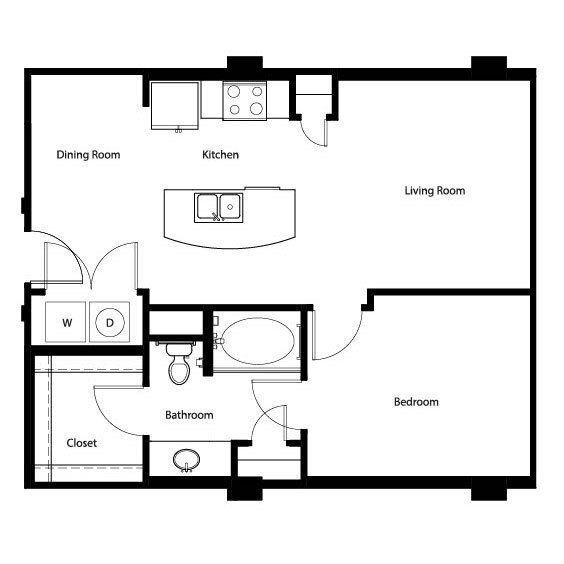 Gallery At Turtle Creek - A1B - 1 Beds - 1 Baths - 689 Sq. ft. - Gallery At Turtle Creek