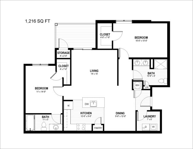 2B 1216 sqft - Belmond Flats