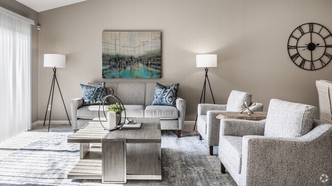 Living Room with High Ceilings - Bedford Place Apartments