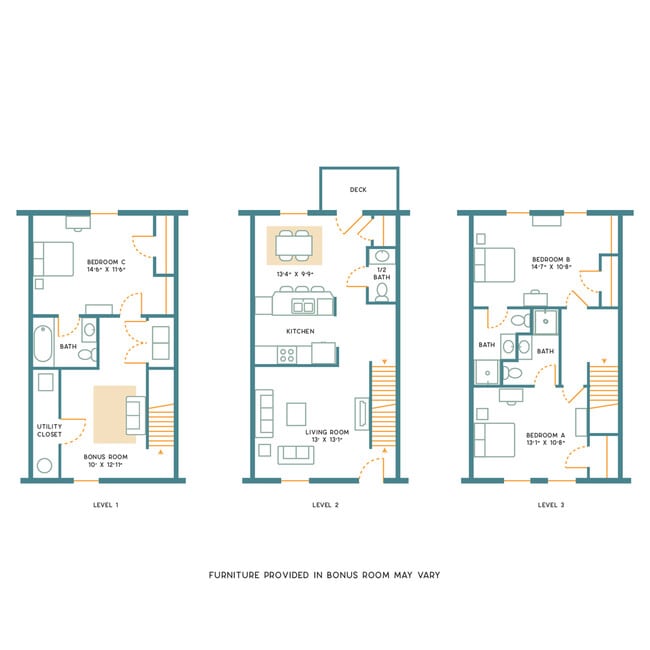3BR/3.5BA – Standard – Furnished - State College Collective on Farmstead