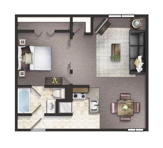 1BR Floor Plan - Berkshire Terrace Apartments