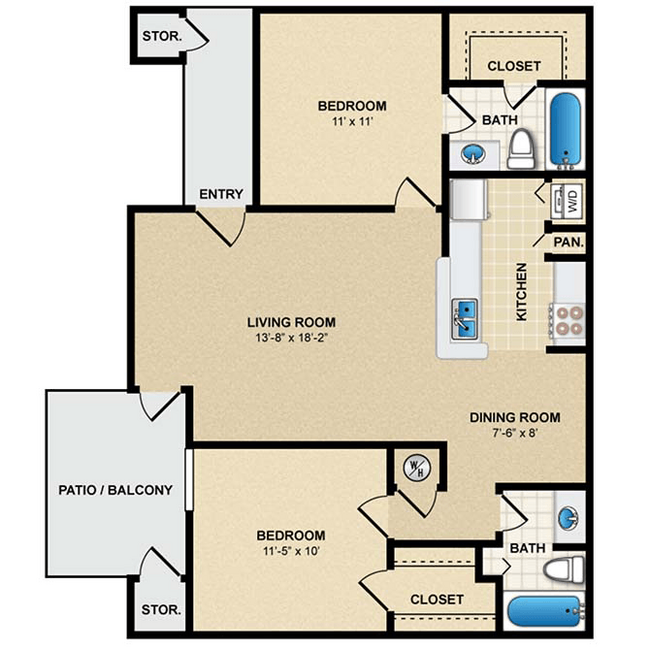 Floorplan - Pebblebrook Apartment Homes