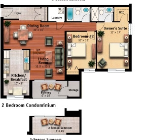 2BR/1.5BA - North Green Condominiums