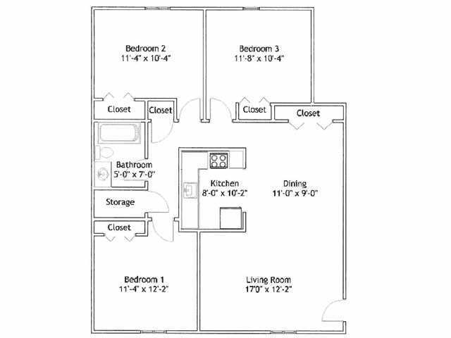 3BR/1BA - Mayflower Crossing Apartments