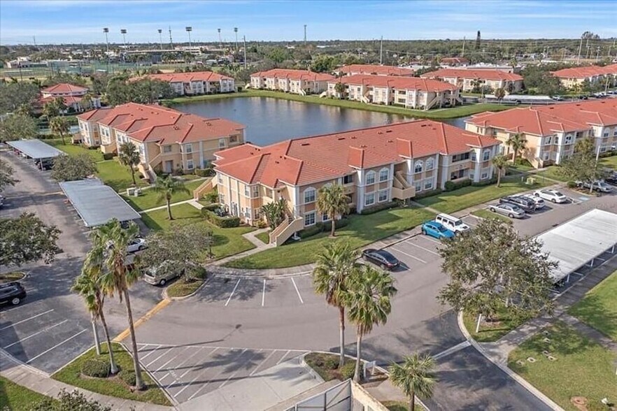 Drone photo of Villagio complex, Your building is on the right, directly on the lake - 1025 Villagio Cir
