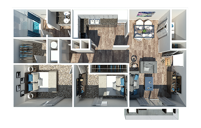 2 Bedroom | 1 Bath | 1056 Sq Ft - Watermark