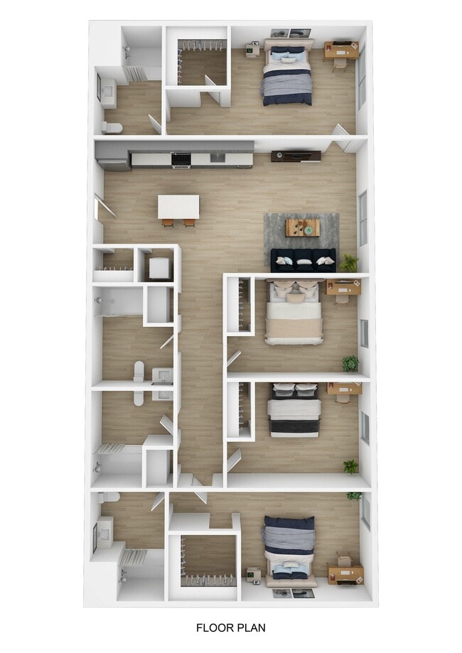 4 Bed 4 Bath A 3D - The Helmsman Student Living