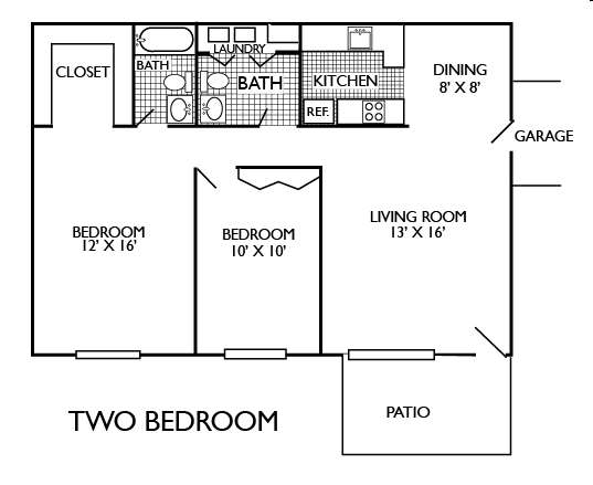 2BR/2BA - London Village Apartments