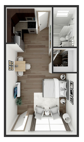 Studio Courtyard Floor Plan - The Axis at 1435